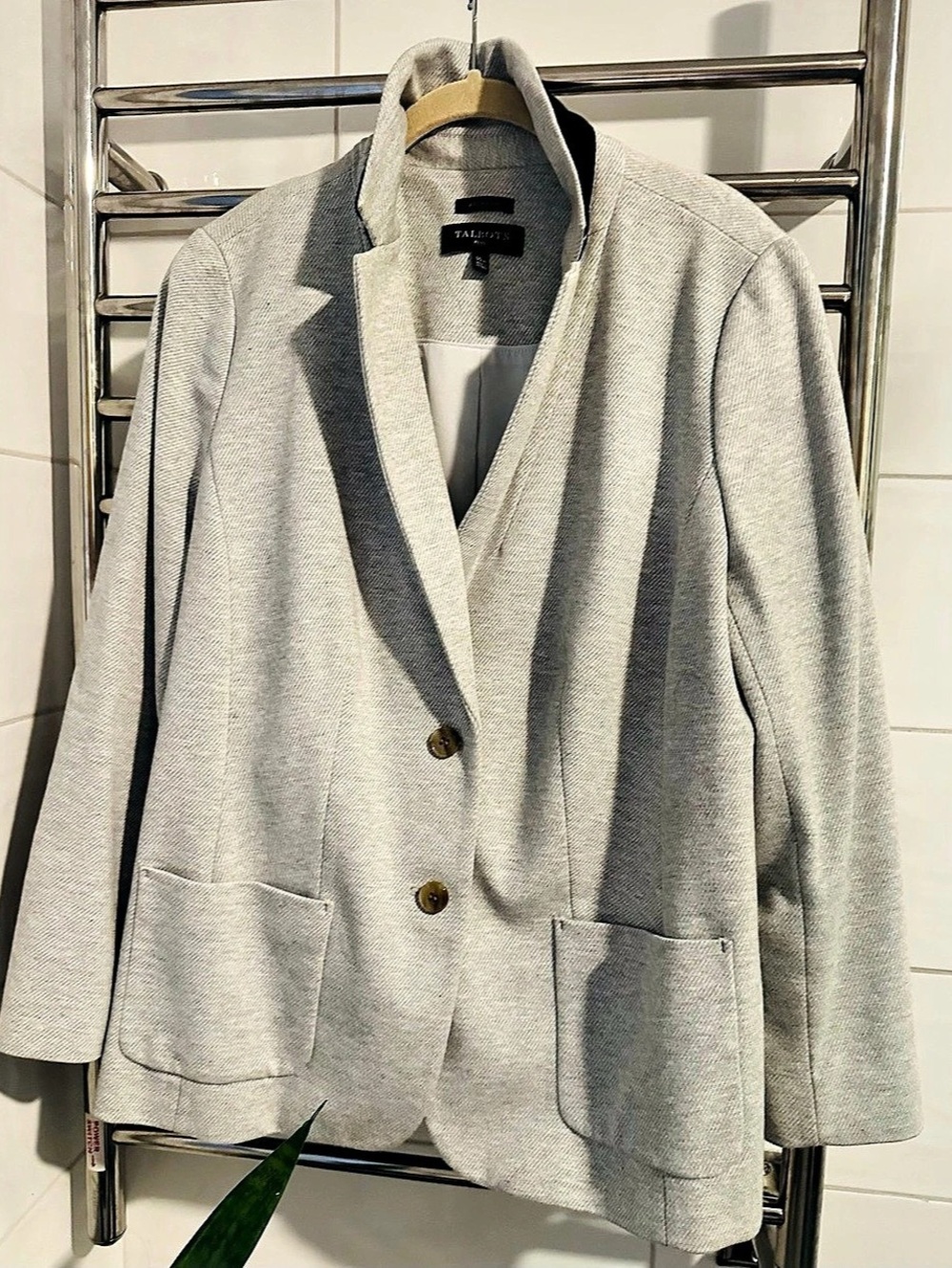 Talbots Plus Aberdeen Blazer Gray & Navy Size Medium